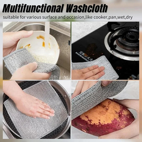Magic Steel Wire Cleaning Cloth Non-Stick Double Layer Dish Rag