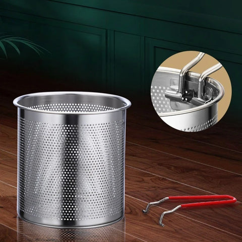 Stainless Steel Deep Fryer Pan with Strainer Basket – Multi-Purpose Kitchen Fryer