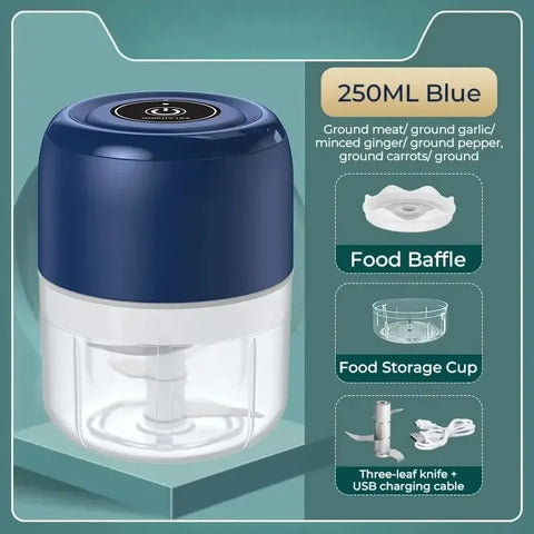 250ml Wireless Electric Mini Garlic Press – Smart Food Chopper &amp; Kitchen Helper