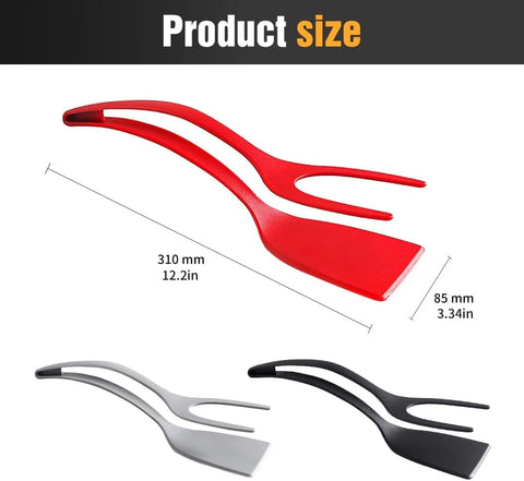 2-in-1 Egg Flipper Spatula – Non-Stick Silicone Tongs for Cooking