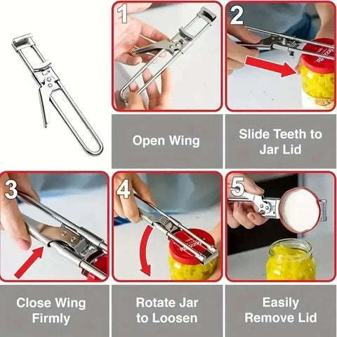 Adjustable Multi-Function Bottle Opener – Stainless Steel Jar & Can Opener for Kitchen Use