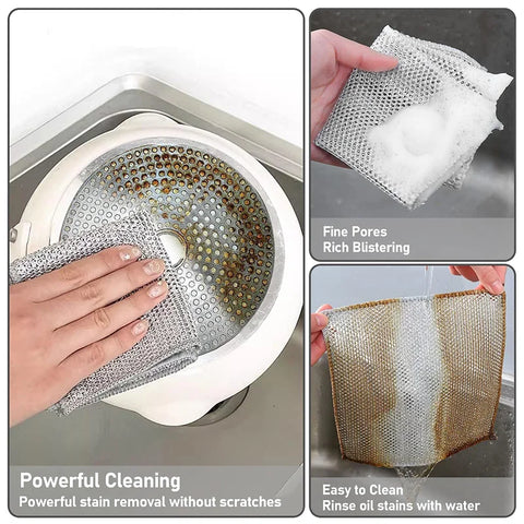 Magic Steel Wire Cleaning Cloth Non-Stick Double Layer Dish Rag