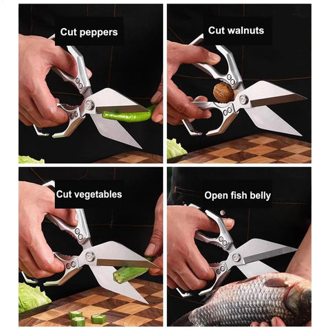 2-in-1 Kitchen Scissors with Walnut Cracker – Heavy Duty Stainless Steel Kitchen Shears