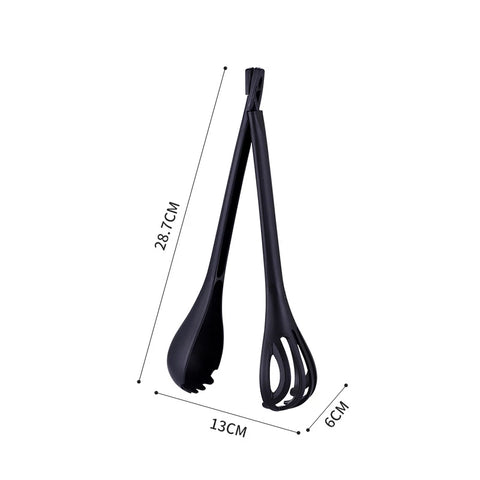 Removable Long-Handled Pasta Clips 3-in-1 Food Tongs, Egg Beater & Cream Mixer