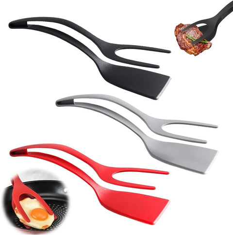 2-in-1 Egg Flipper Spatula – Non-Stick Silicone Tongs for Cooking