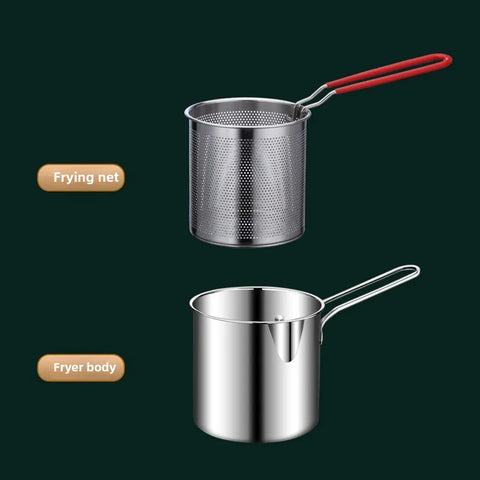 Stainless Steel Deep Fryer Pan with Strainer Basket – Multi-Purpose Kitchen Fryer