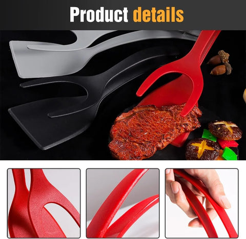 2-in-1 Egg Flipper Spatula – Non-Stick Silicone Tongs for Cooking