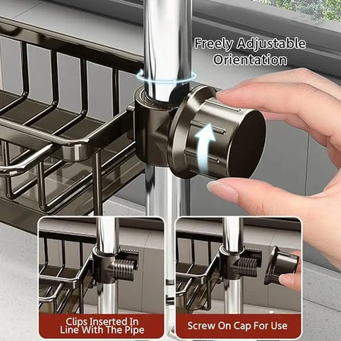 Kitchen Stainless Steel Sink Drainer Sponge Storage Faucet Rack