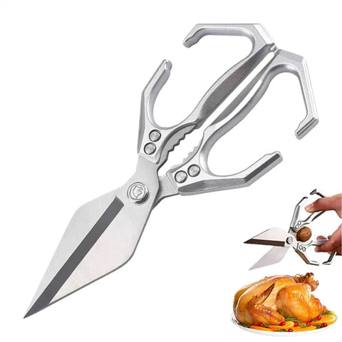 2-in-1 Kitchen Scissors with Walnut Cracker – Heavy Duty Stainless Steel Kitchen Shears