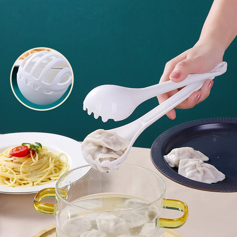 Removable Long-Handled Pasta Clips 3-in-1 Food Tongs, Egg Beater & Cream Mixer