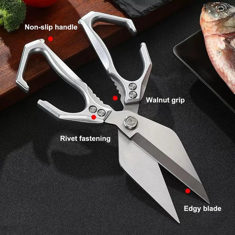 2-in-1 Kitchen Scissors with Walnut Cracker – Heavy Duty Stainless Steel Kitchen Shears