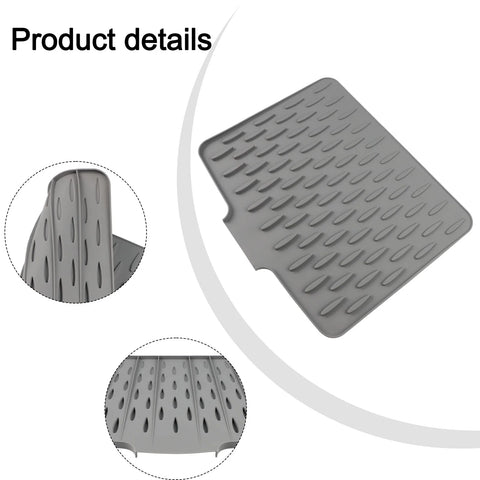 Silicone Dish Drying Mat – Tilted Design for Fast Drainage &amp; Non-Slip Kitchen Protection