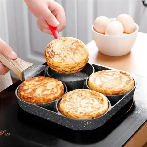 4-Hole Nonstick Omelette Pan – Multi-Section Breakfast Maker for Eggs Pancakes & Steak