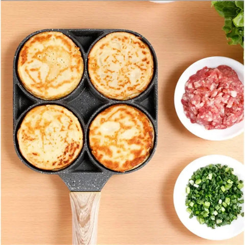 4-Hole Nonstick Omelette Pan – Multi-Section Breakfast Maker for Eggs Pancakes & Steak