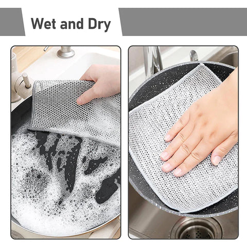Magic Steel Wire Cleaning Cloth Non-Stick Double Layer Dish Rag